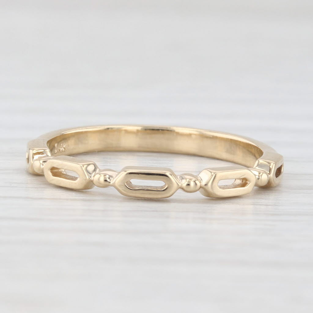 Light Gray Stackable Openwork Band 14k Yellow Gold Size 6.5 Ring