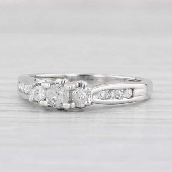 0.37ctw Round 3-Stone Diamond Engagement Ring 10k White Gold Size 7