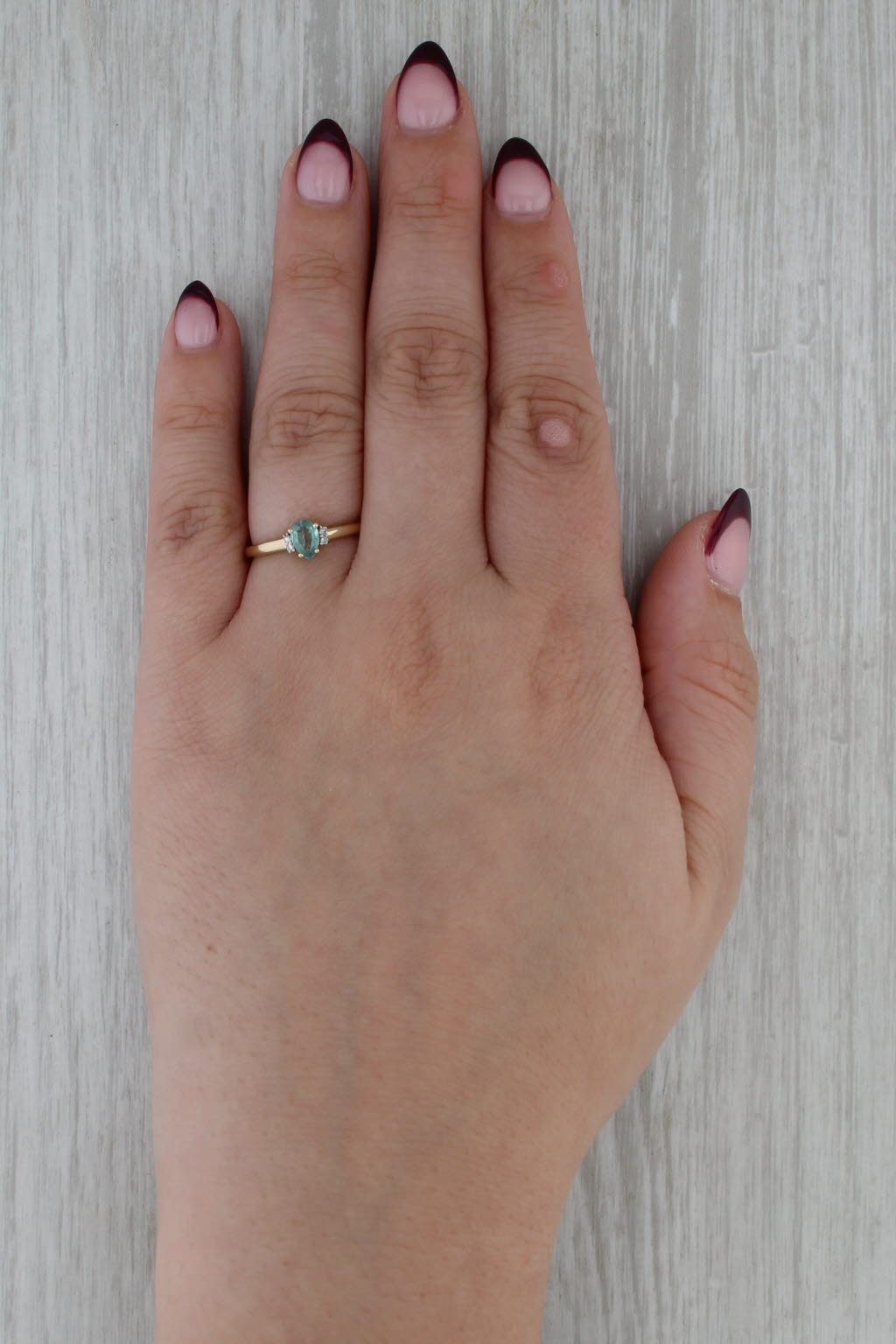 0.48ctw Pear Alexandrite Diamond Ring 10k Yellow Gold Size 7.25 COA