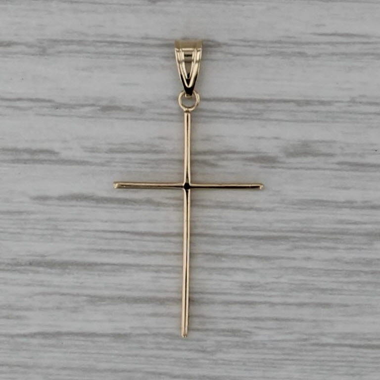 Thin Cross Pendant 14k Yellow Gold Religious Jewelry