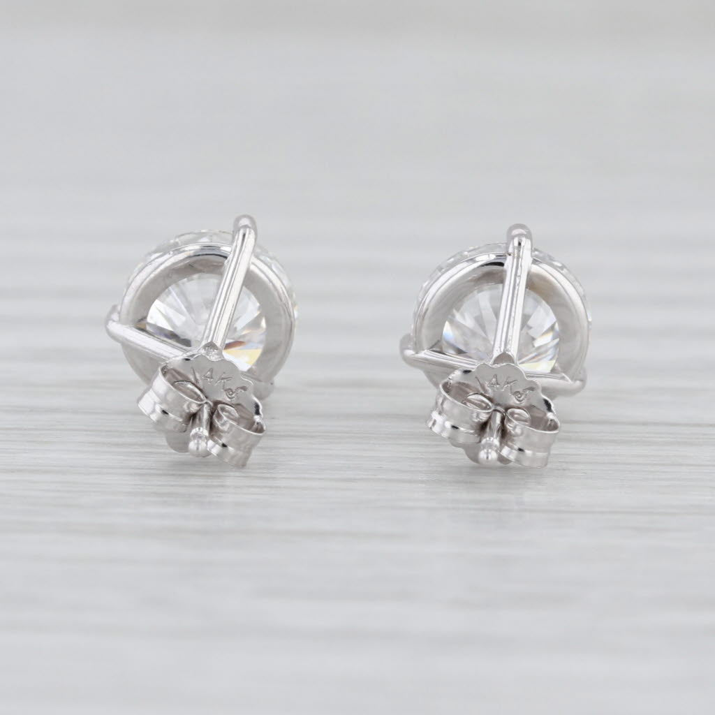 IGI 3.02ctw VS1 Lab Grown Diamond Stud Earrings 14k White Gold Solitaire Studs