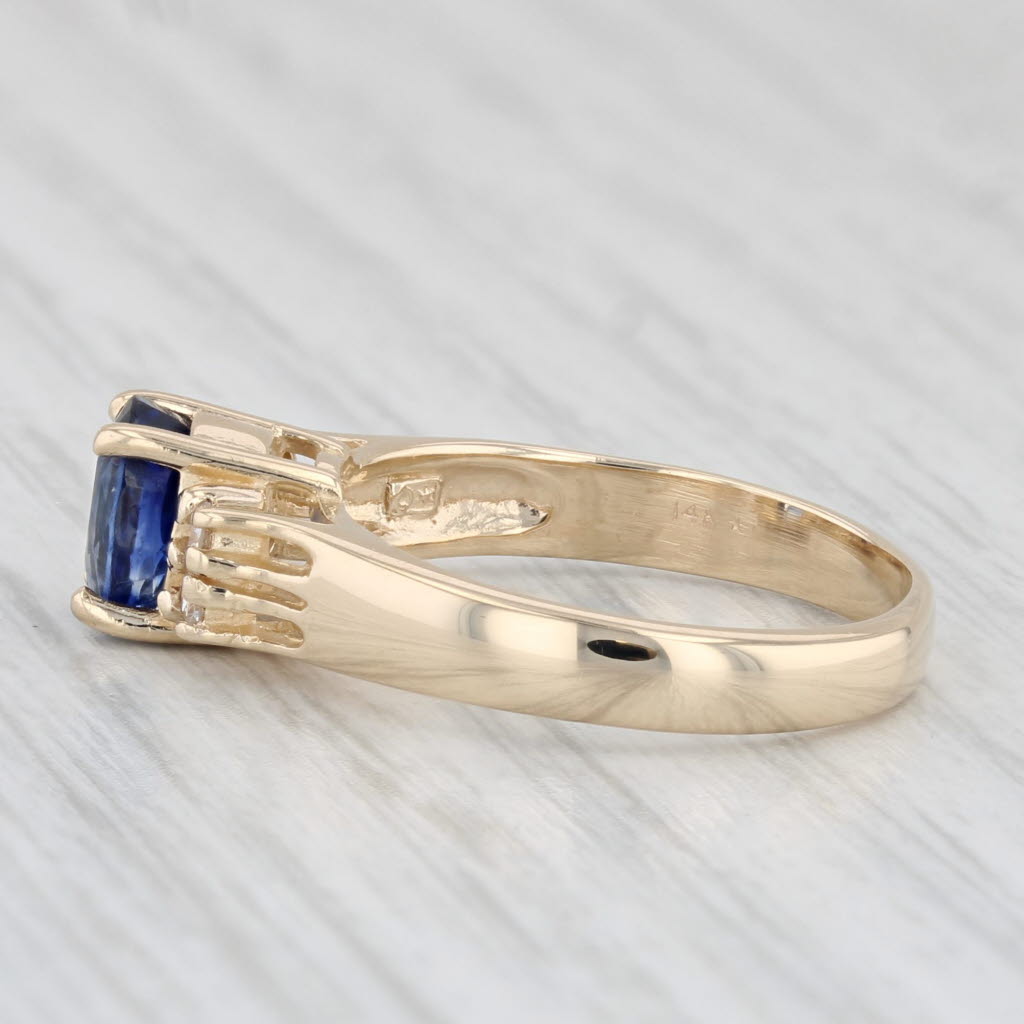 Light Gray 0.81ctw Oval Blue Sapphire Diamond Ring 14k Yellow Gold Size 5.75-6