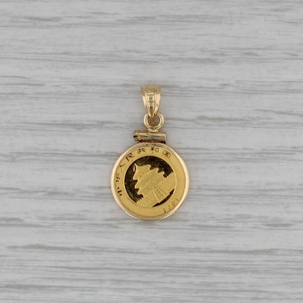 Colorized Painted Panda Coin Pendant 14k 999 Gold 2001 20 Yuan 1/20oz