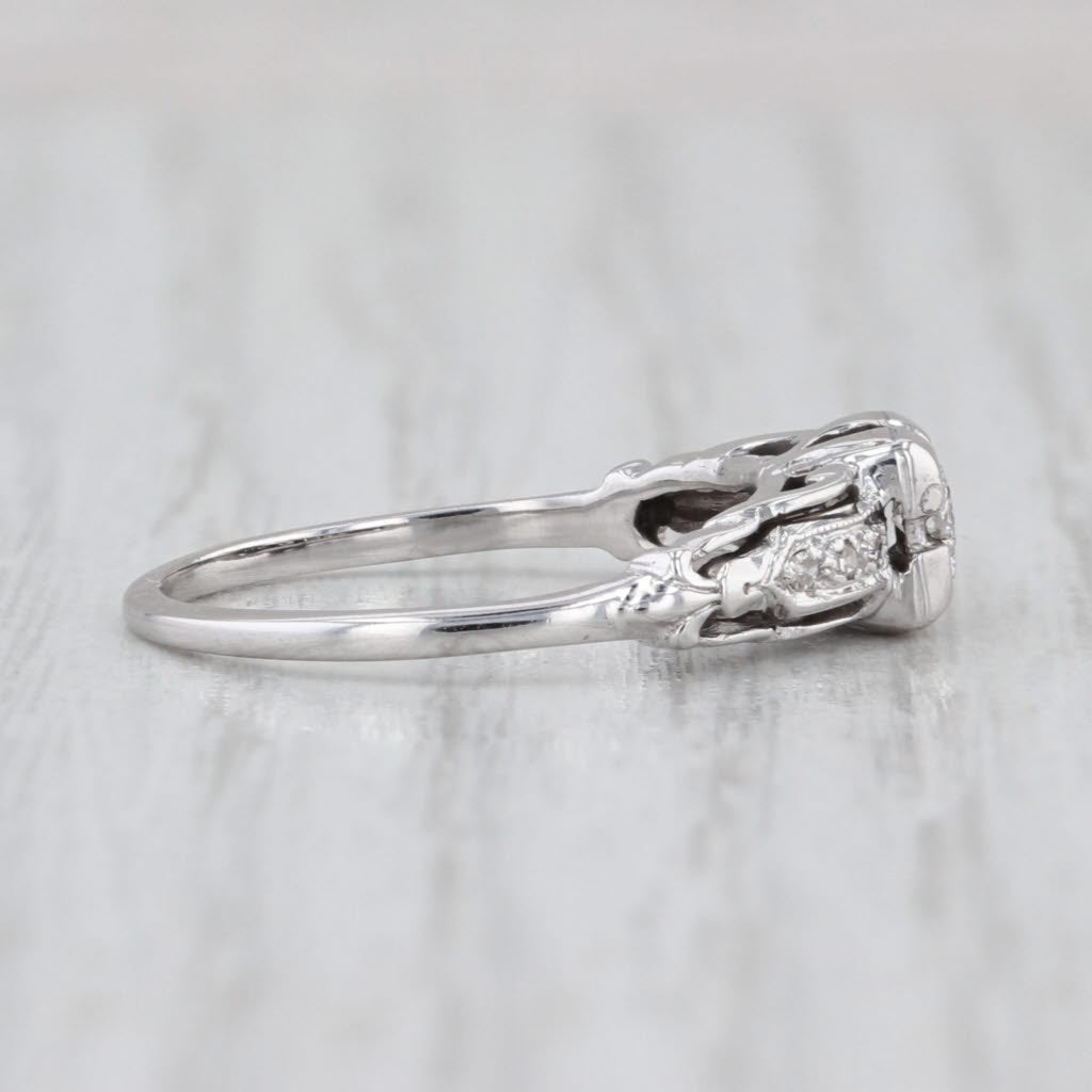 Vintage 0.13ctw Diamond Engagement Ring 14k White Gold Size 5.5