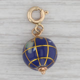 Multi-Stone Mosaic Globe Charm 14k Yellow Gold Clasp Bail Pendant