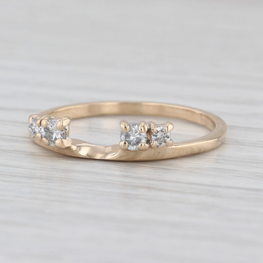 0.15ctw Diamond Wedding Band Jacket Guard 14k Gold Size 7.5 Stackable Ring