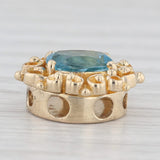 Vintage 1.54ct Blue Topaz Slide Bracelet Charm 14k Yellow Gold