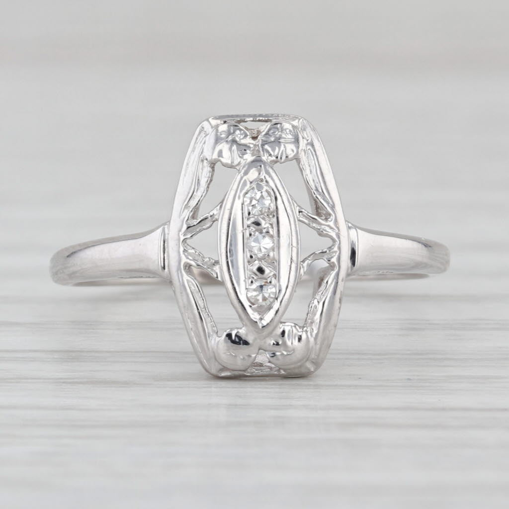 Vintage Diamond Ring 14k White Gold Size 7.5 Blue Ridge