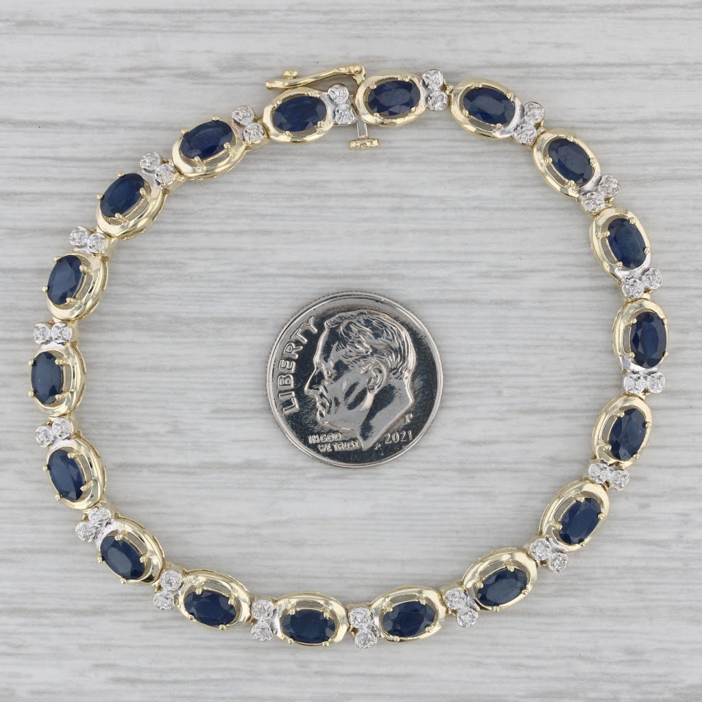 Gray Richard Klein 6ctw Blue Sapphire Tennis Bracelet 10k Yellow Gold 6.75" 5.9 mm