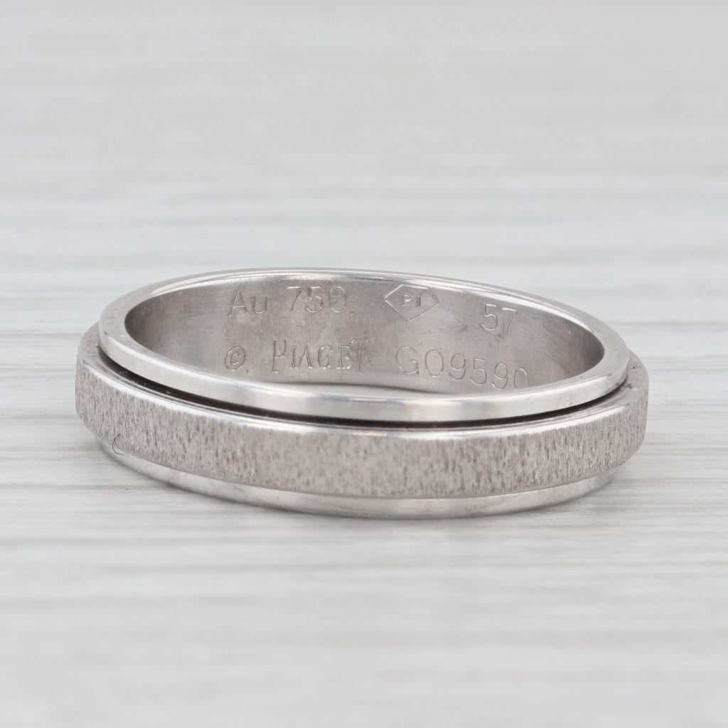 Light Gray Spinning Worry Ring 18k White Gold Size 57 8 Wedding Band Brushed Center Moves