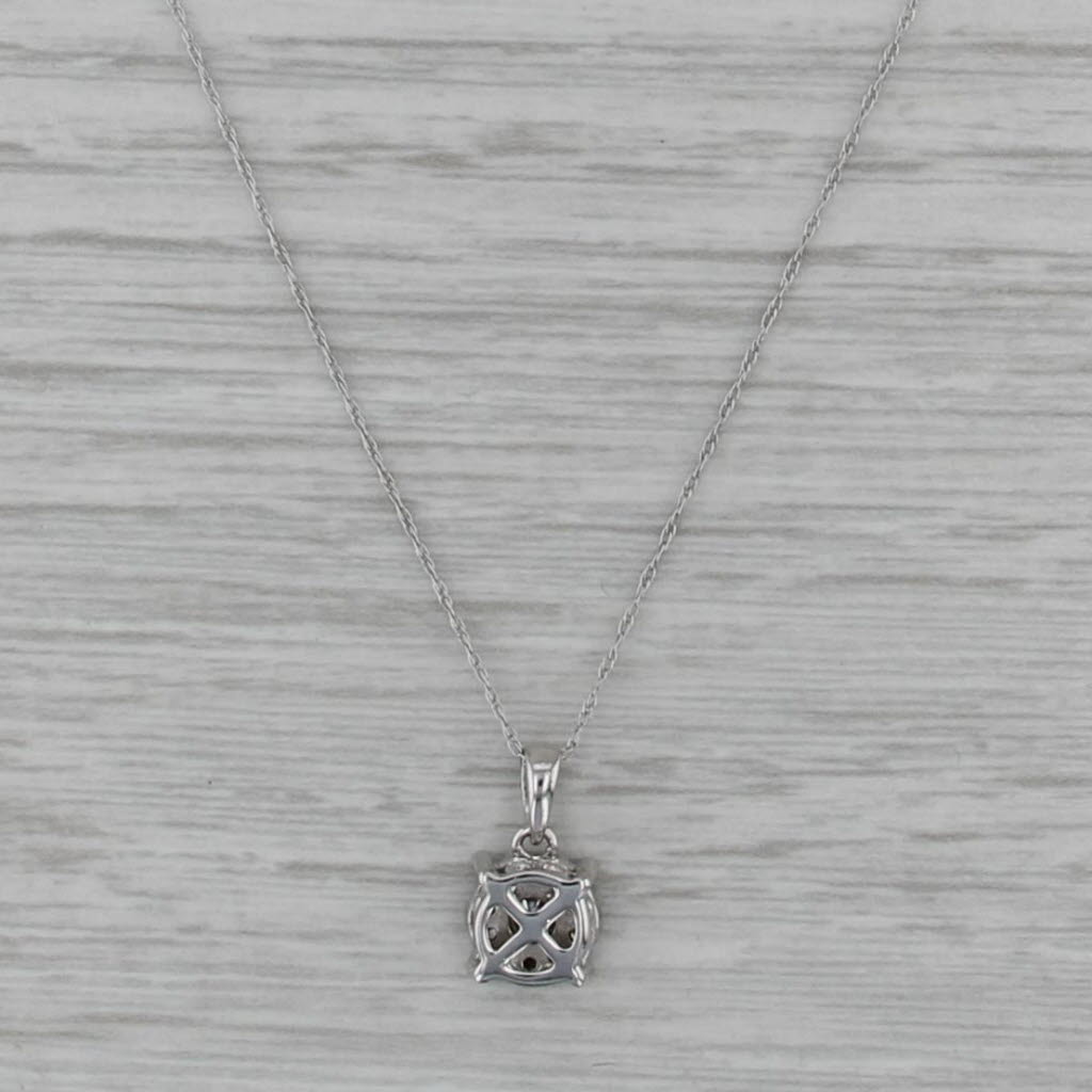 0.20ctw Diamond Halo Pendant Necklace 10k White Gold 20.25" Rope Chain