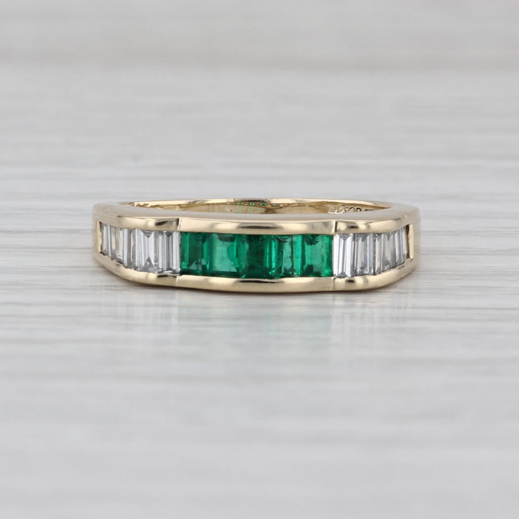 1ctw Emerald Diamond Baguette Channel Set Ring 14k Yelow Gold Stackable Band