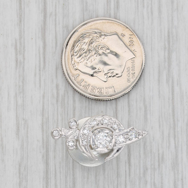 0.23ctw Diamond Shriners Masonic Pin 14k White Gold Scimitar Crescent