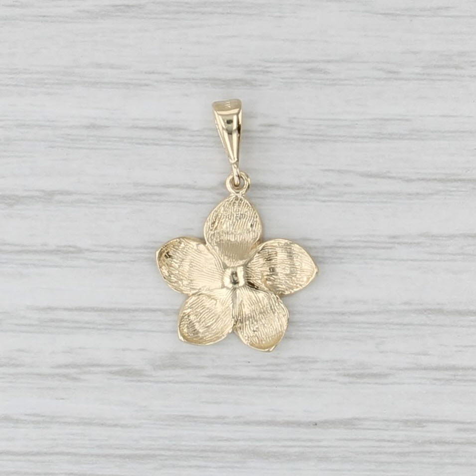 Plumeria Flower Pendant 14k Yellow Gold Small Floral Drop