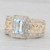 1.14ctw Aquamarine Diamond Cocktail Ring 14k Yellow Gold Size 8.25