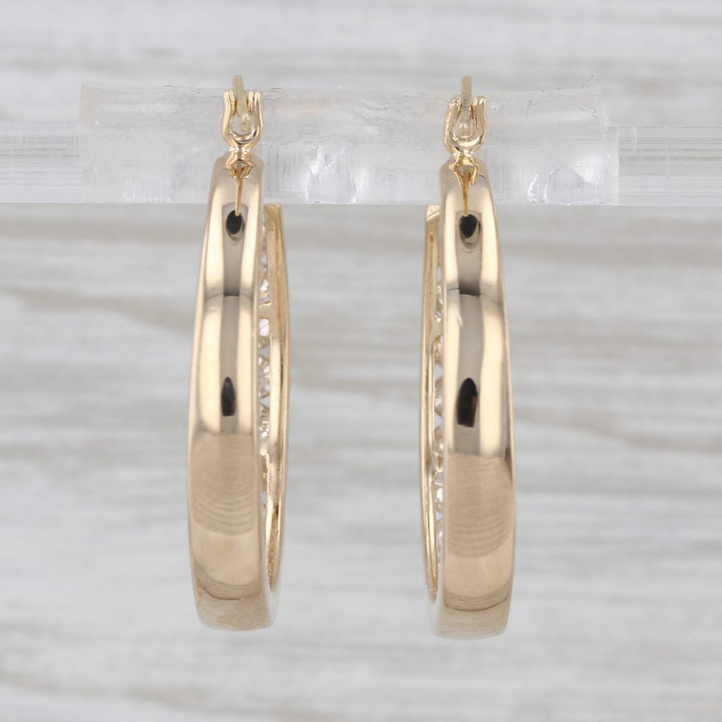 0.74ctw Diamond Hoop Earrings 14k Yellow Gold Snap Top Round Hoops