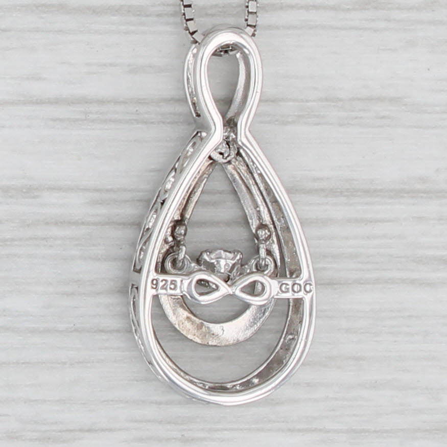 Light Gray New Dancing Diamond Infinity Teardrop Pendant Necklace Sterling Silver 18.25"