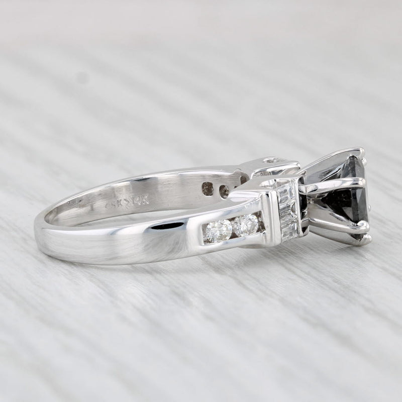 1.83ctw Black White Diamond Ring 14k White Gold Size 7 Engagement