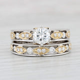 Light Gray 1.27ctw Diamond Engagement Ring Wedding Band Bridal Set 18k Gold Size 6.5 GIA