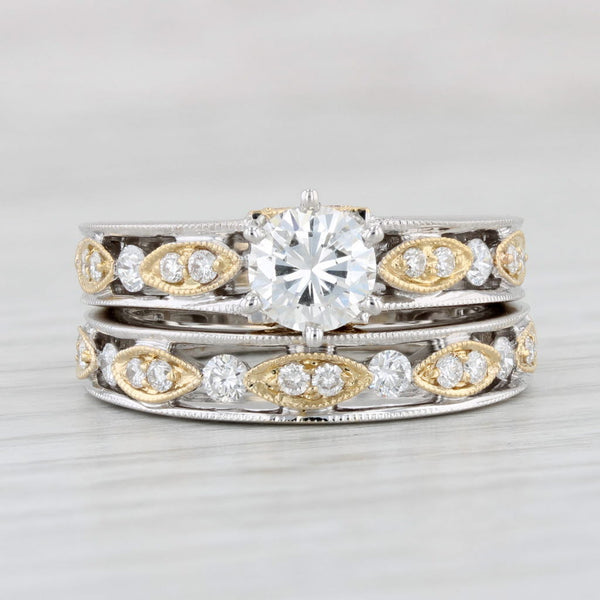 1.27ctw Diamond Engagement Ring Wedding Band Bridal Set 18k Gold Size 6.5 GIA