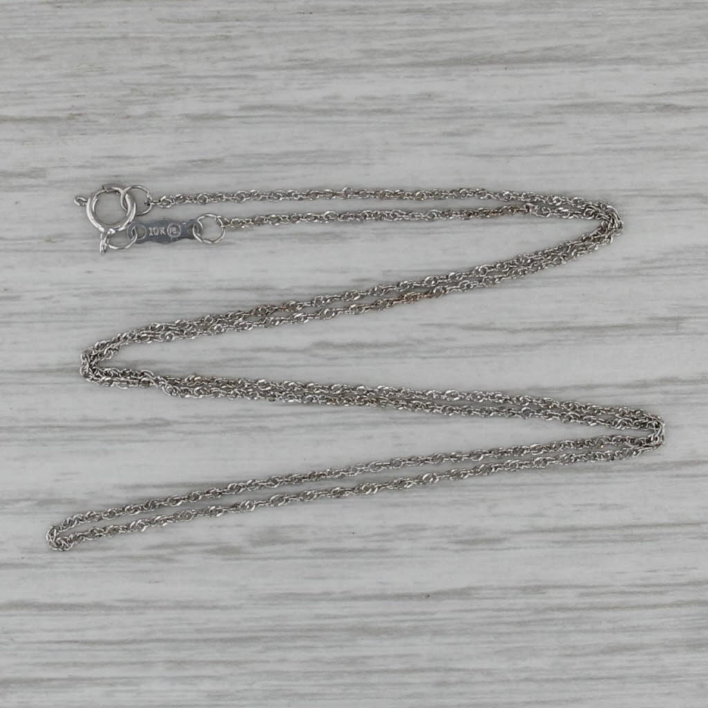 Rope Chain Necklace 10k White Gold 18" 0.6mm