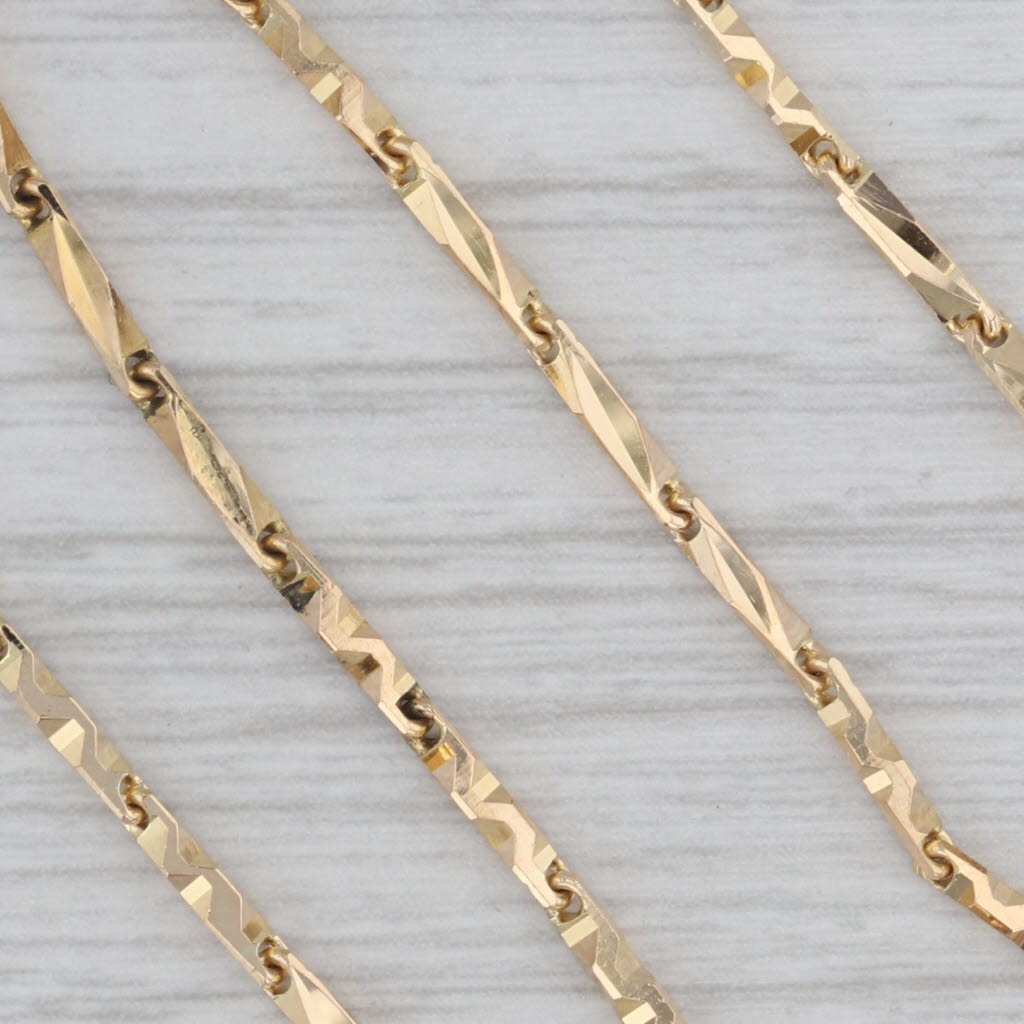 Gray Beveled Link Chain Necklace 18k Yellow Gold 19.5" 1.5mm