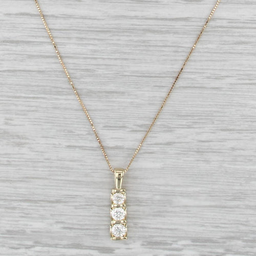 0.42ctw Diamond 3-Stone Journey Pendant Necklace 14k Gold 18.25" Box Chain