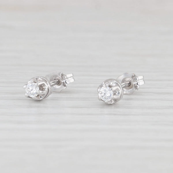 Light Gray 0.10ctw Cubic Zirconia Round Solitaire Stud Earrings 18k White Gold