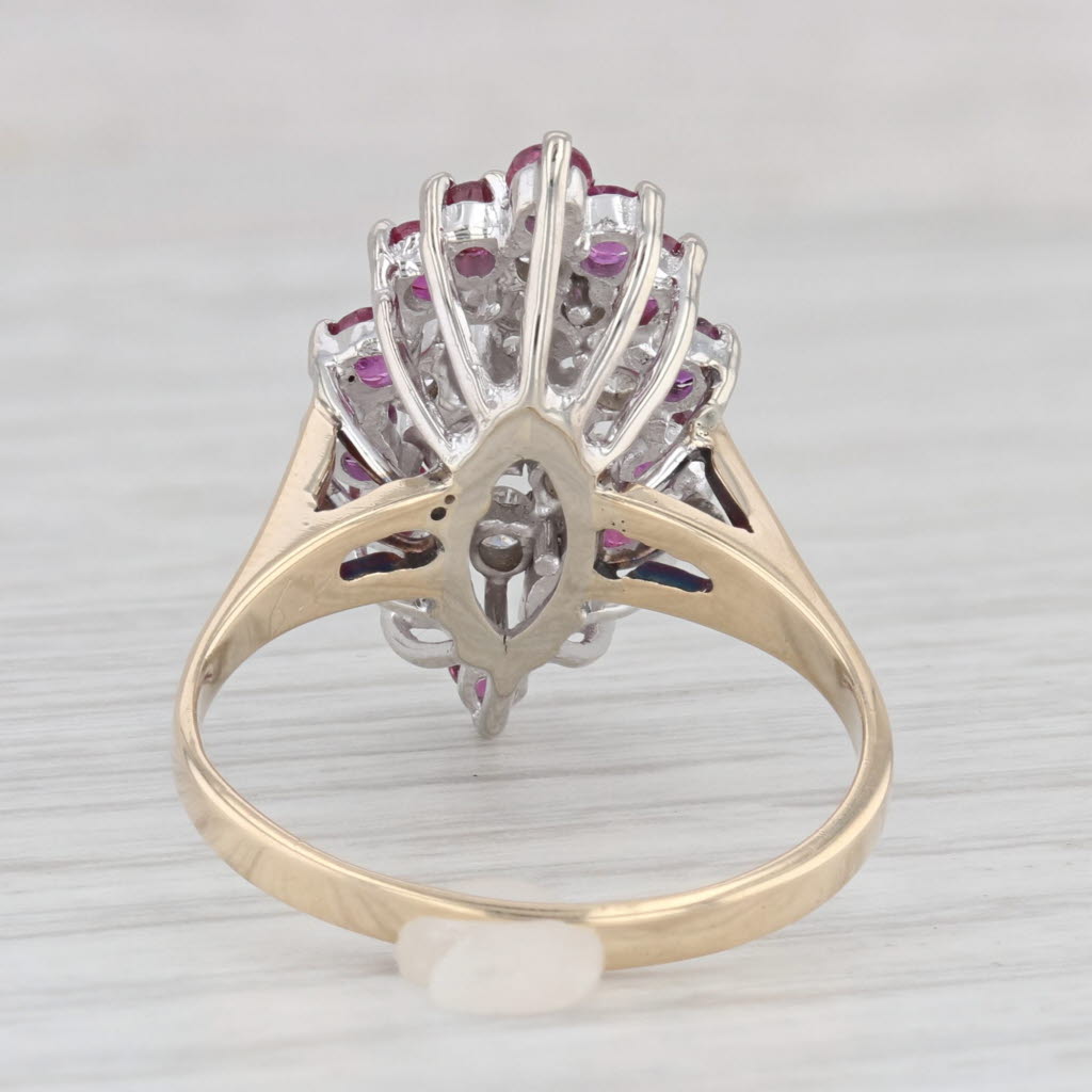 Light Gray 1.03ctw Diamond Cluster Ruby Halo Ring 14k Yellow Gold Size 7.75