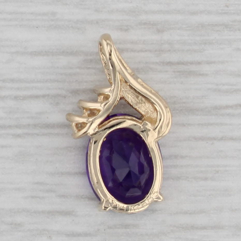 Gray 1.26ctw Amethyst Diamond Pendant 14k Yellow Gold Small Drop