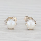 Cultured Pearl Solitaire Stud Earrings 14k White Gold