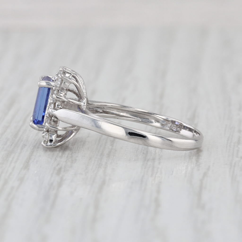 1.43ctw Tanzanite Diamond Halo Ring 18k White Gold Size 7