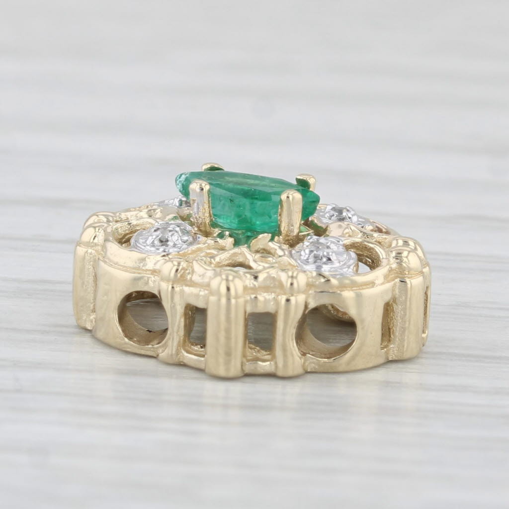 Light Gray 0.23ct Emerald Diamond Slide Bracelet Charm 10k Yellow Gold