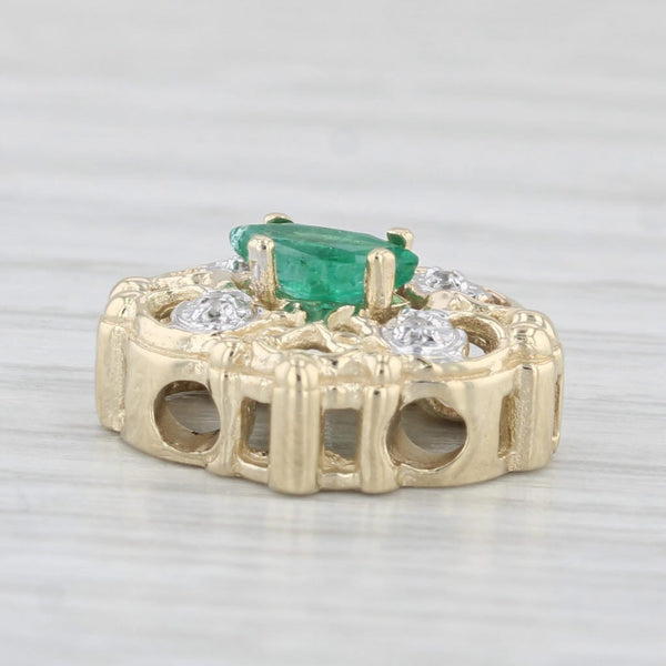 0.23ct Emerald Diamond Slide Bracelet Charm 10k Yellow Gold