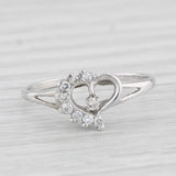0.15ctw Diamond Open Heart Ring 10k White Gold Size 8