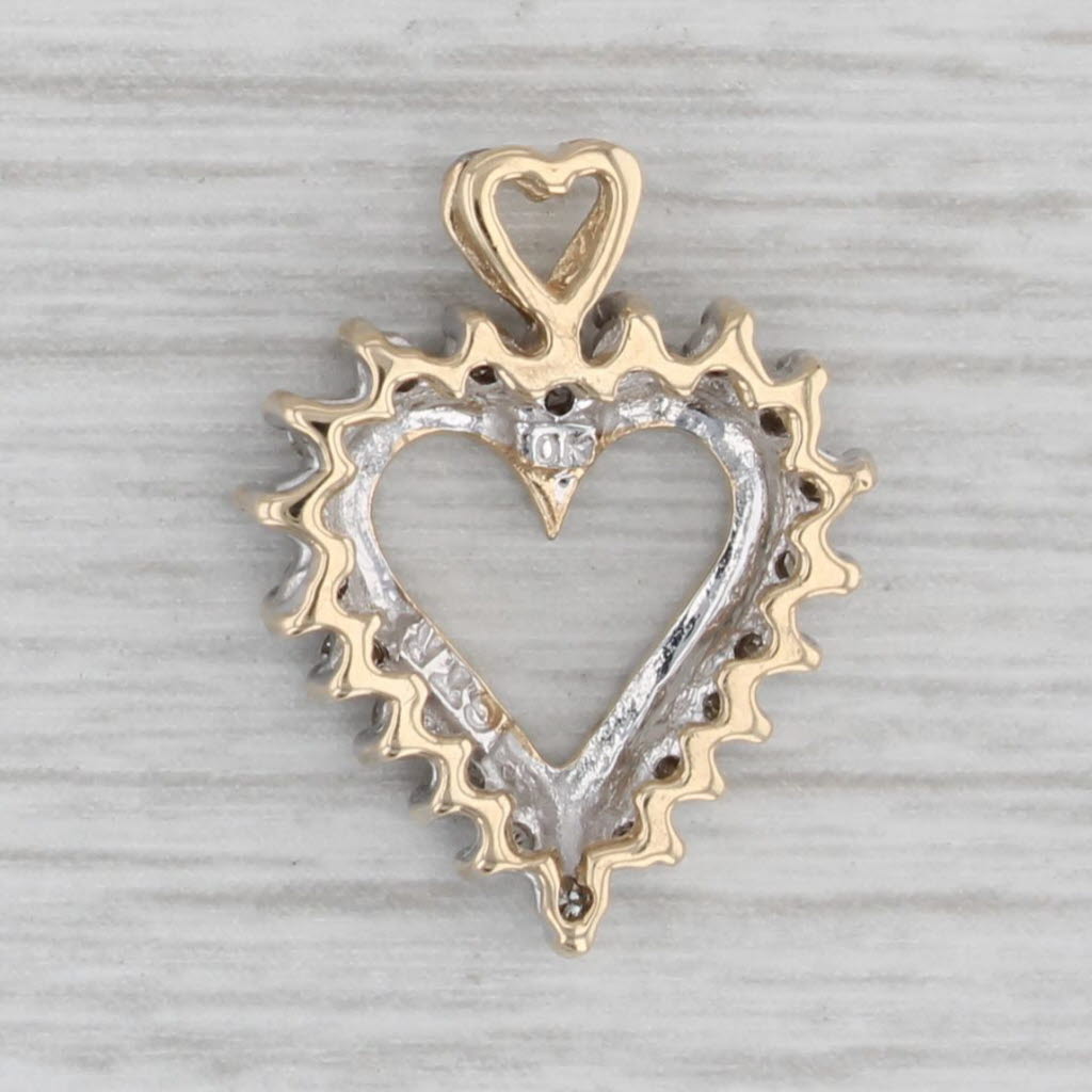 Gray 0.15ctw Diamond Open Heart Pendant 10k Yellow Gold Heart Bail