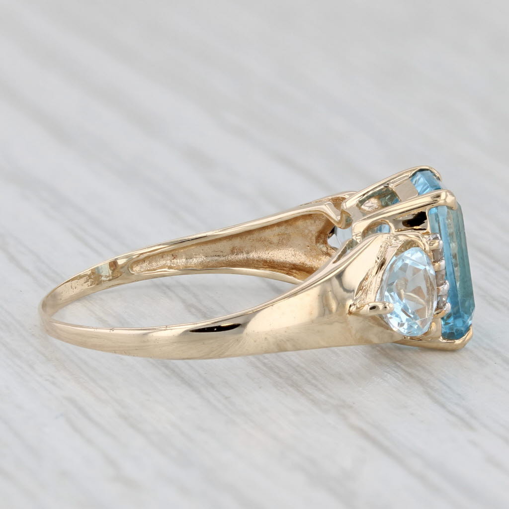 Light Gray 4.25ctw Blue Topaz Diamond Ring 10k Yellow Gold Size 7.5