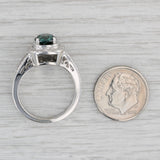 Gray 1.86ctw Round Teal Diamond Halo Engagement Ring 18k White Gold Size 7.75 IGI