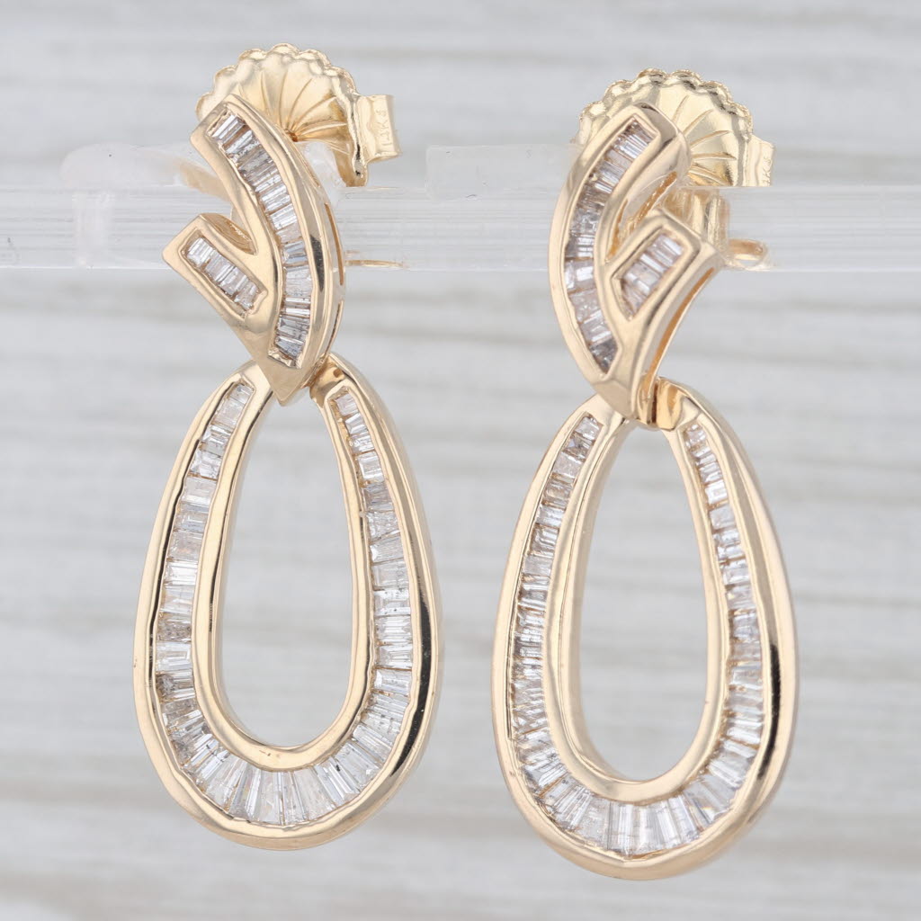 Light Gray 1.58ctw Diamond Dangle Earrings 14k Yellow Gold