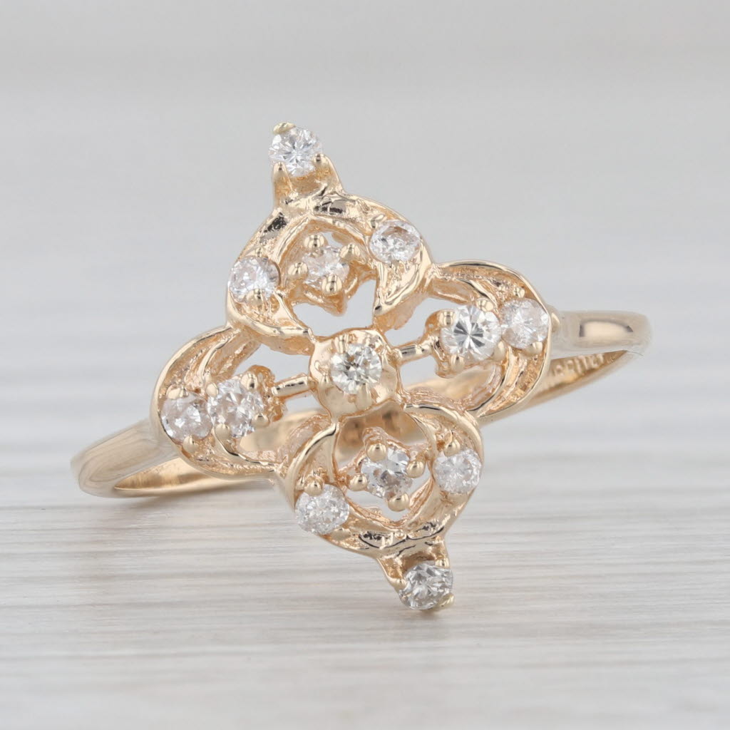 Gray 0.25ctw Diamond Cluster Ring 14k Yellow Gold Size 7