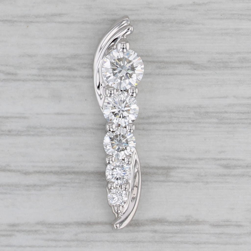 1ctw Graduated Diamond Journey Pendant 14k White Gold