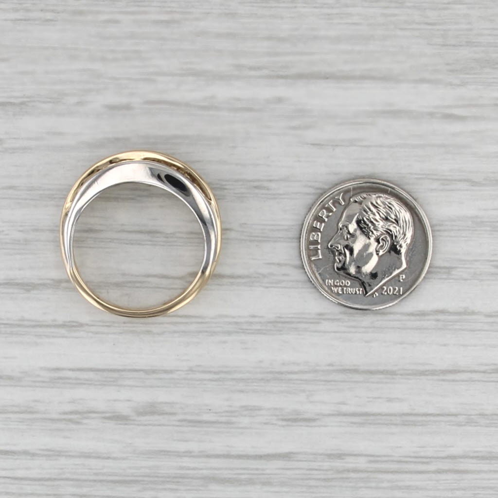 0.70ctw Diamond Ring 14k Gold 2-Toned Wedding Anniversary 2-Band Design
