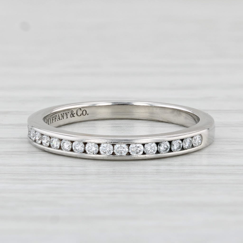 Light Gray Tiffany 0.17ctw Diamond Wedding Band Channel Set Half Circle Platinum Box Papers