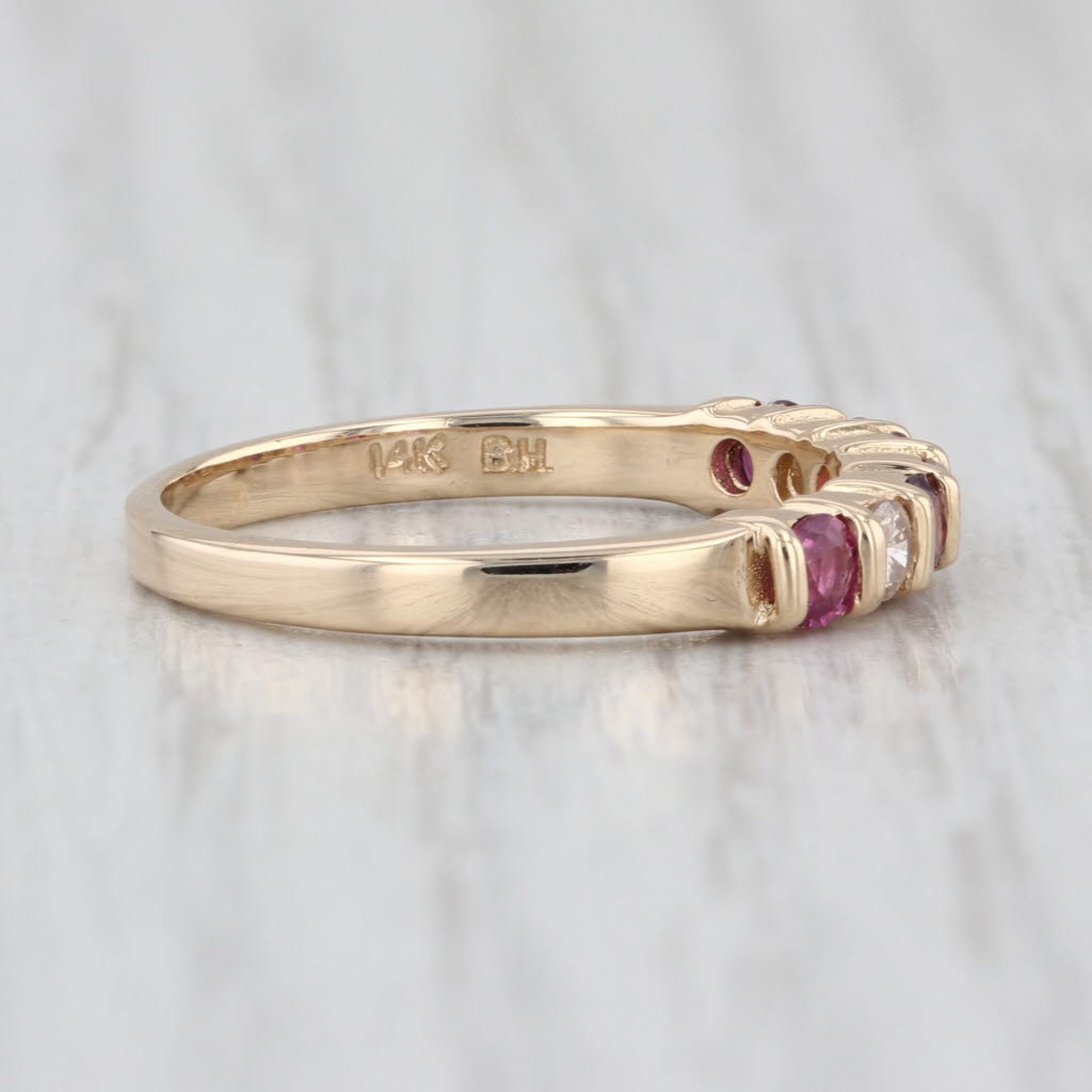 0.48ctw Ruby Diamond Stackable Ring 14k Yellow Gold Size 6.5 Bridal