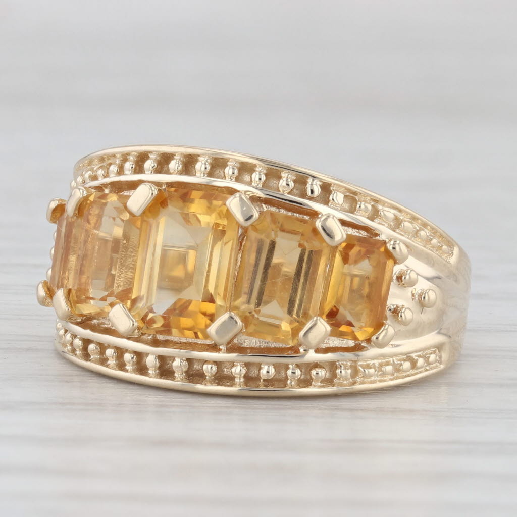 Light Gray 3.75ctw Graduated Citrine Ring 10k Yellow Gold Size 7