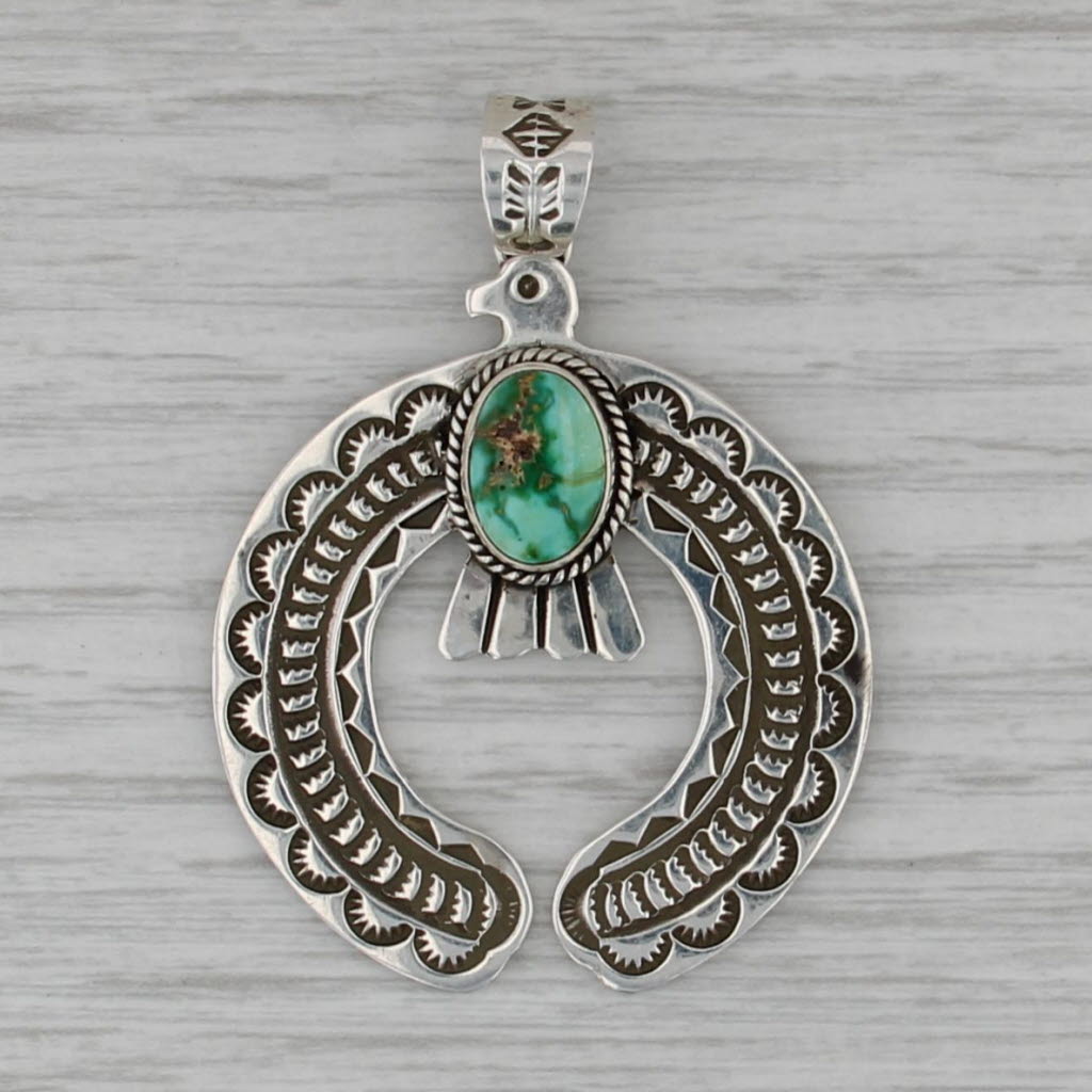 Vintage Native American Turquoise Bird Pendant Sterling Silver Donovan Cadman