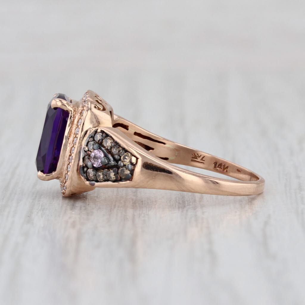 Le Vian Amethyst Diamond Halo Sapphire Ring 14k Rose Gold Size 8