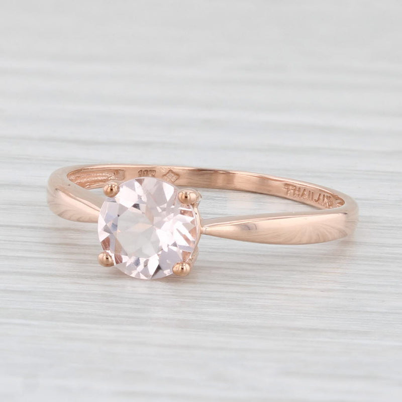 0.74ct Round Pink Morganite Solitaire Ring 10k Rose Gold Size 8