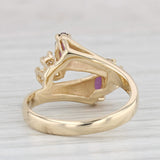 0.76ctw Marquise Ruby Diamond Bypass Ring 14k Yellow Gold Size 6.5