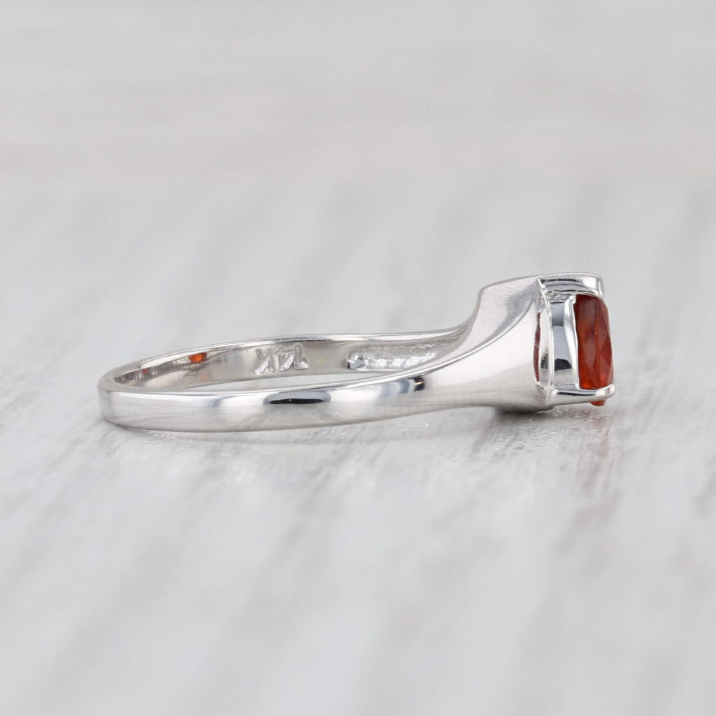 0.60ct Pear Orange Tourmaline Solitaire Ring 14k White Gold Size 7